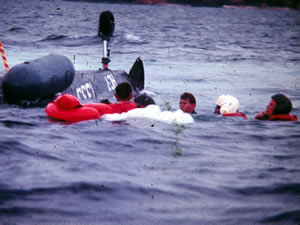 helicopter crew in water