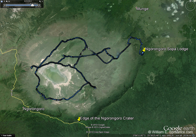 225-Day 5 Inside Ngorongoro Crater Track Map