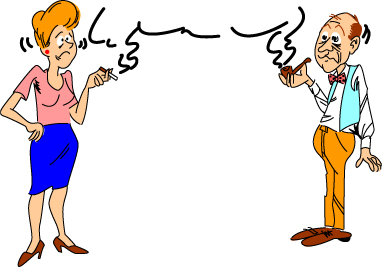 caricature of couple smoking